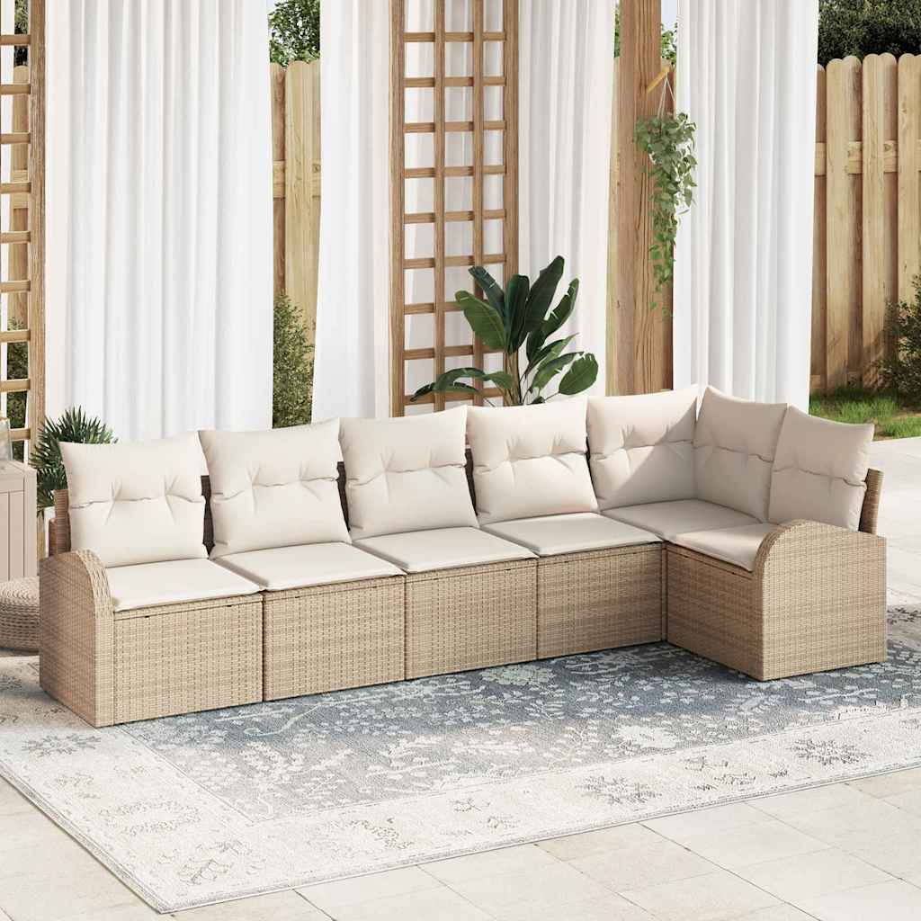 vidaXL Conjunto de Sofá de Jardim 6 pcs Preto Rattan Sintético