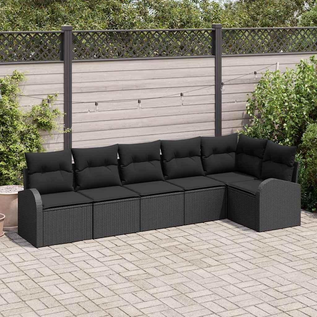 vidaXL Conjunto de Sofá de Jardim 6 pcs Preto Rattan Sintético