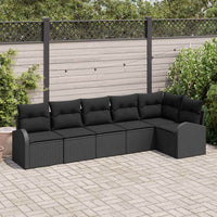 vidaXL Conjunto de Sofá de Jardim 6 pcs Preto Rattan Sintético