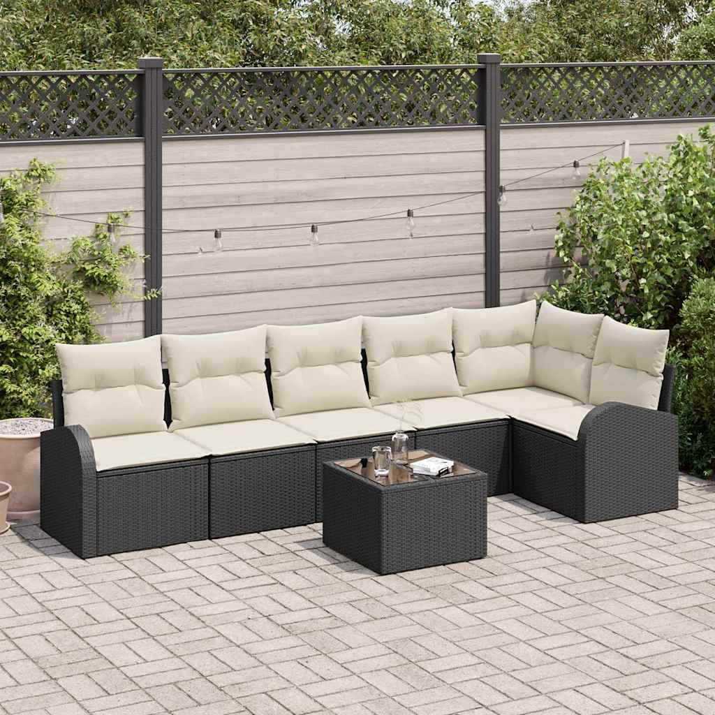 vidaXL Conjunto de Sofá de Jardim 6 pcs Preto Rattan Sintético