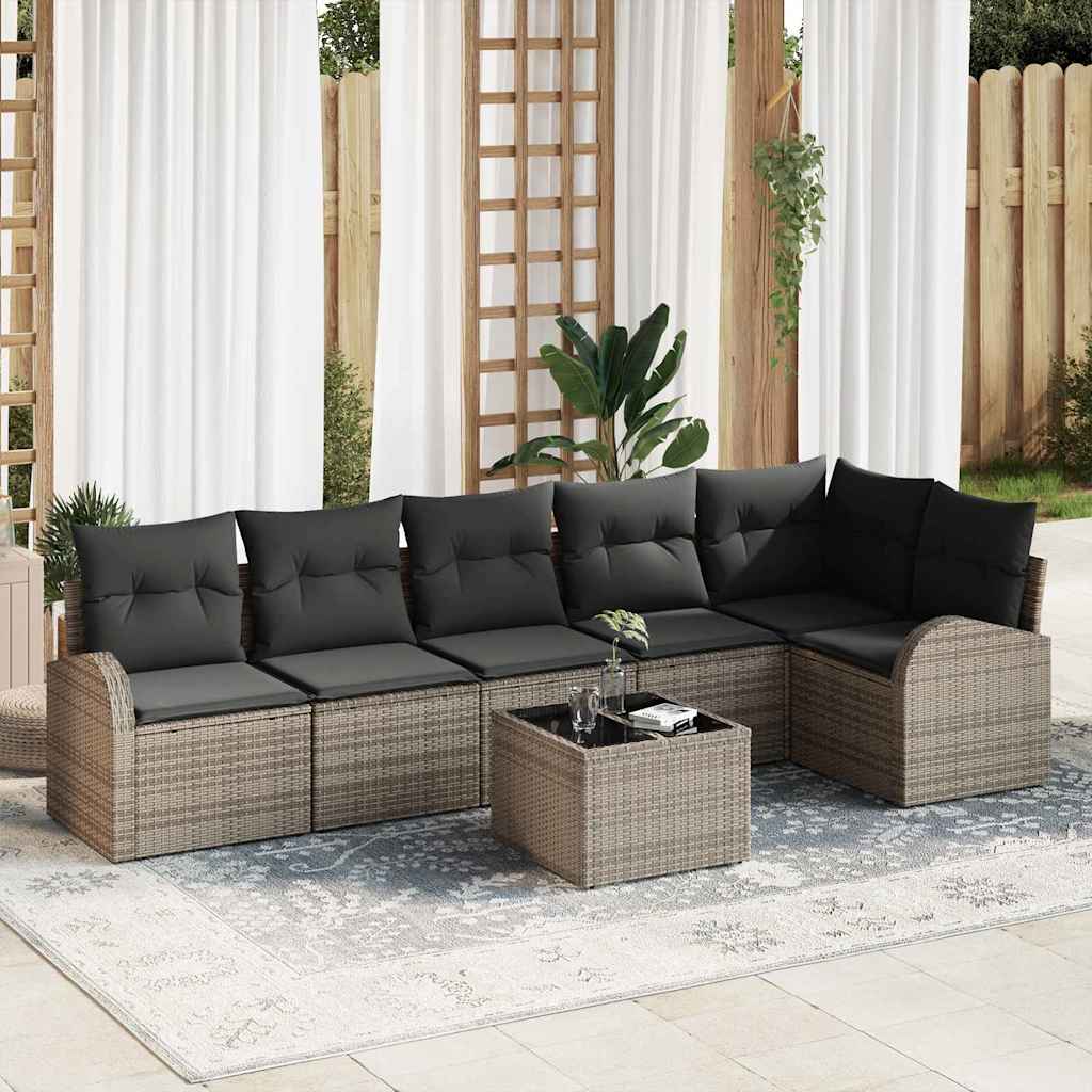 vidaXL Conjunto de Sofá de Jardim 6 pcs Preto Rattan Sintético