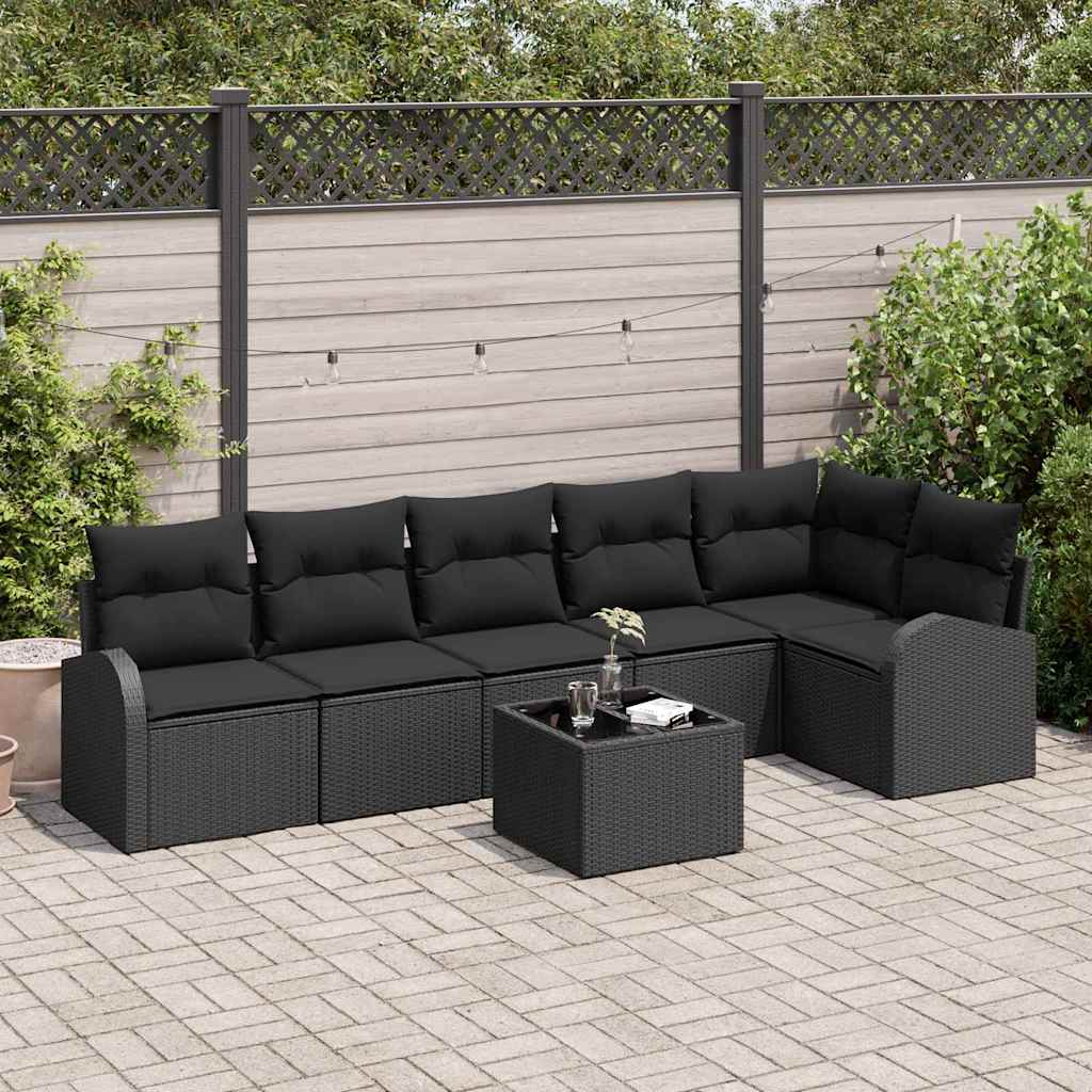 vidaXL Conjunto de Sofá de Jardim 6 pcs Preto Rattan Sintético