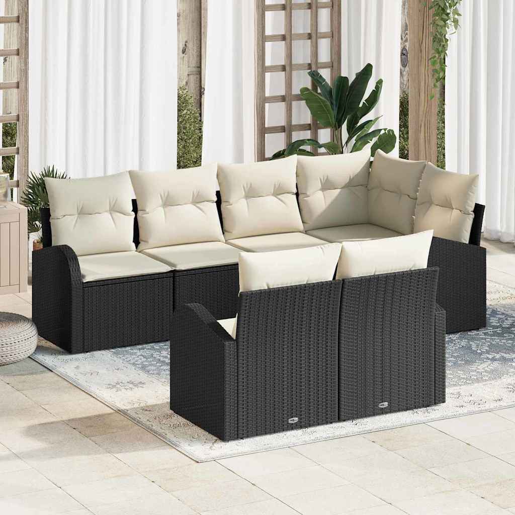 vidaXL Conjunto de Sofá de Jardim Preto vime PE