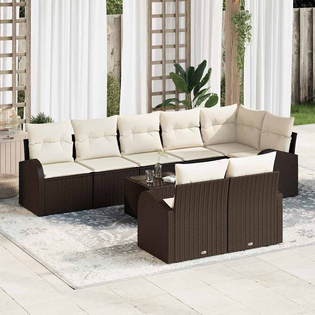 vidaXL Conjunto de Sofá de Jardim 8 pcs vime PE