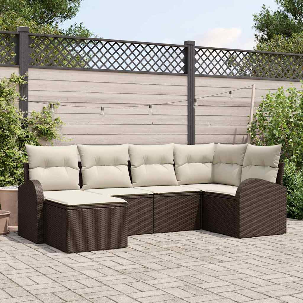 vidaXL Conjunto de Sofá de Jardim 6 pcs Preto vime PE