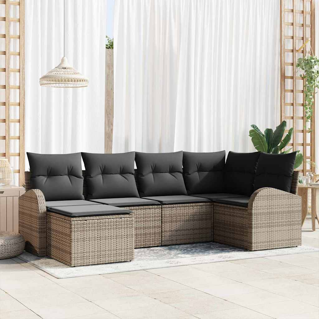 vidaXL Conjunto de Sofá de Jardim 6 pcs Preto vime PE