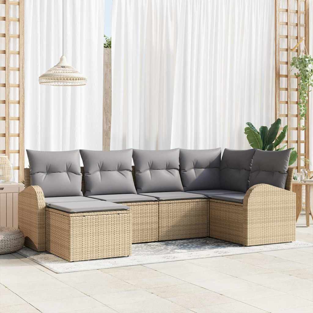 vidaXL Conjunto de Sofá de Jardim 6 pcs Preto vime PE