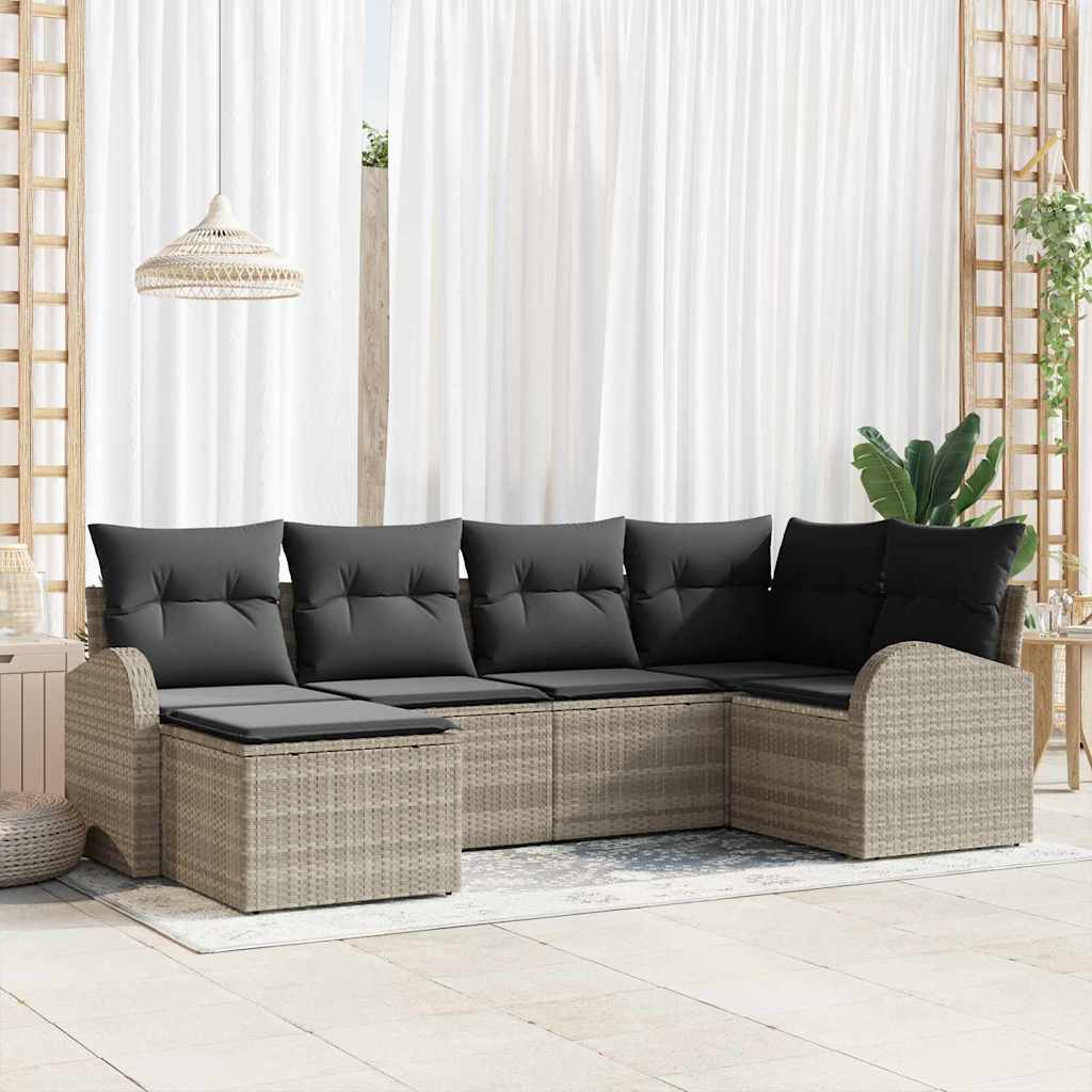 vidaXL Conjunto de Sofá de Jardim 6 pcs Preto vime PE