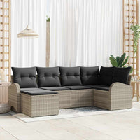 vidaXL Conjunto de Sofá de Jardim 6 pcs Preto vime PE