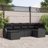 vidaXL Conjunto de Sofá de Jardim 6 pcs Preto vime PE