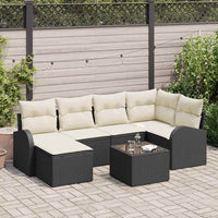 vidaXL Conjunto de Sofá de Jardim 6 pcs Preto vime PE