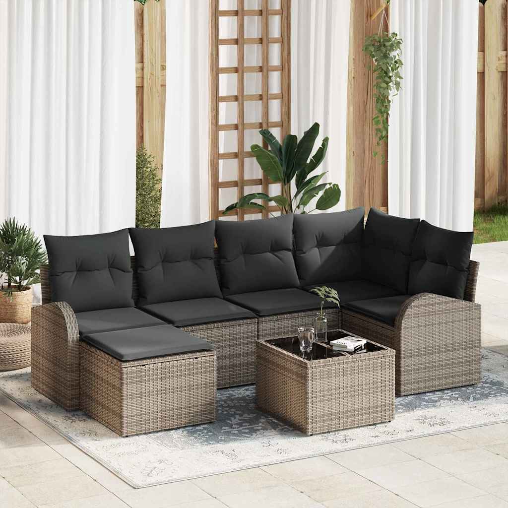 vidaXL Conjunto de Sofá de Jardim 6 pcs Preto vime PE