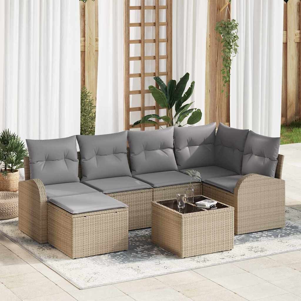 vidaXL Conjunto de Sofá de Jardim 6 pcs Preto vime PE