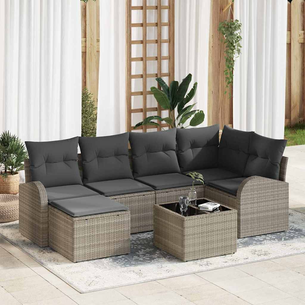 vidaXL Conjunto de Sofá de Jardim 6 pcs Preto vime PE