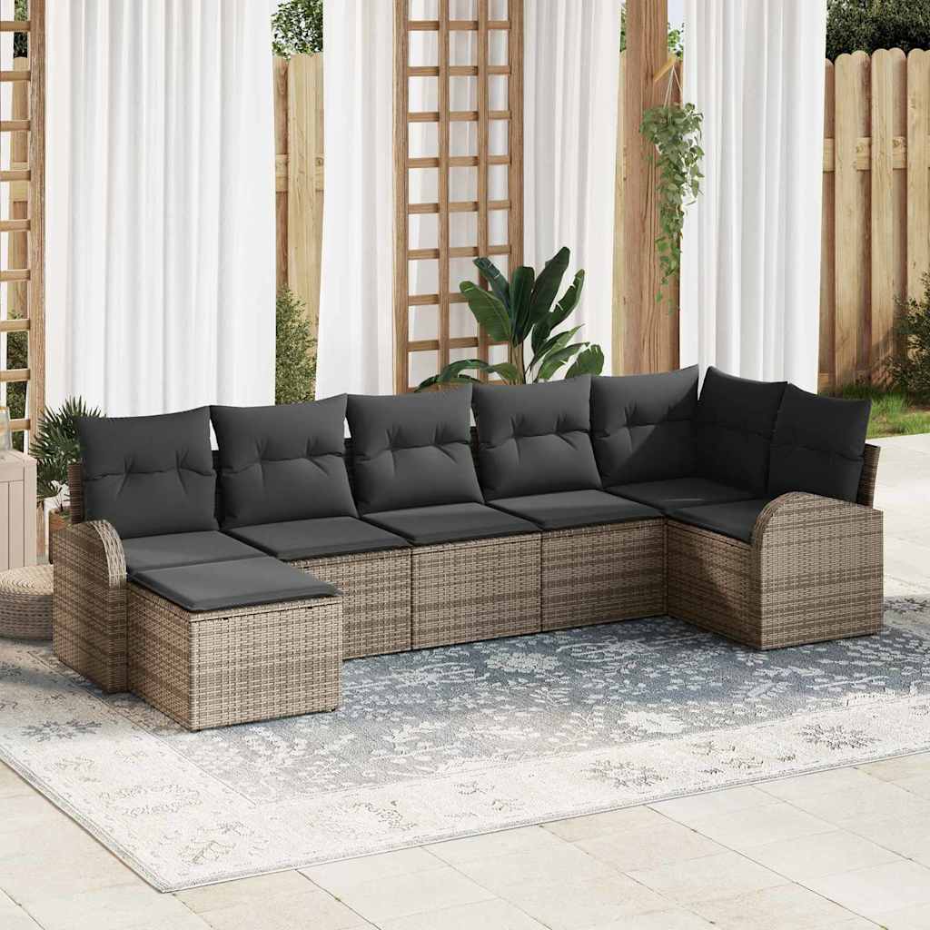 vidaXL Conjunto de Sofá de Jardim 7 pcs Preto Rattan Sintético