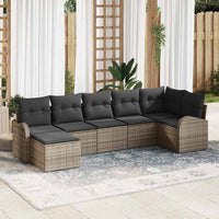 vidaXL Conjunto de Sofá de Jardim 7 pcs Preto Rattan Sintético