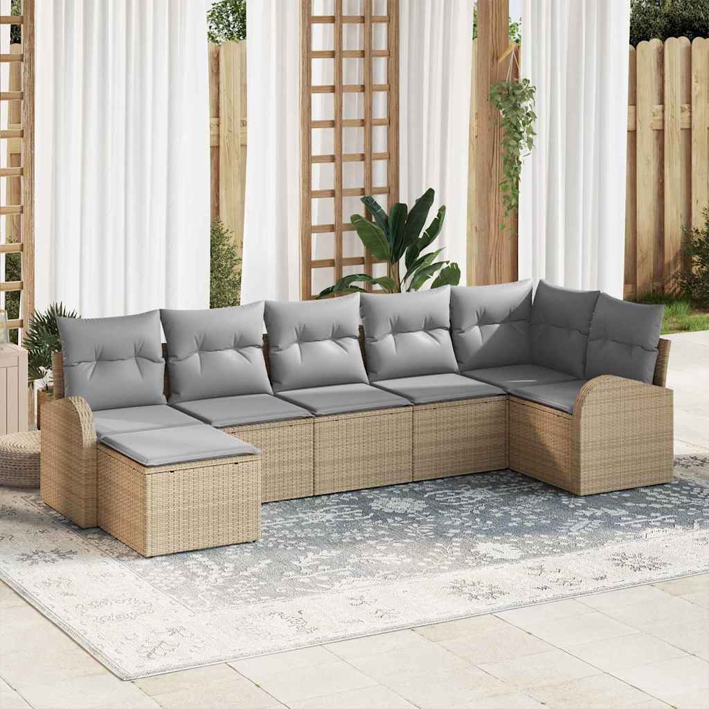 vidaXL Conjunto de Sofá de Jardim 7 pcs Preto Rattan Sintético