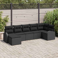 vidaXL Conjunto de Sofá de Jardim 7 pcs Preto Rattan Sintético