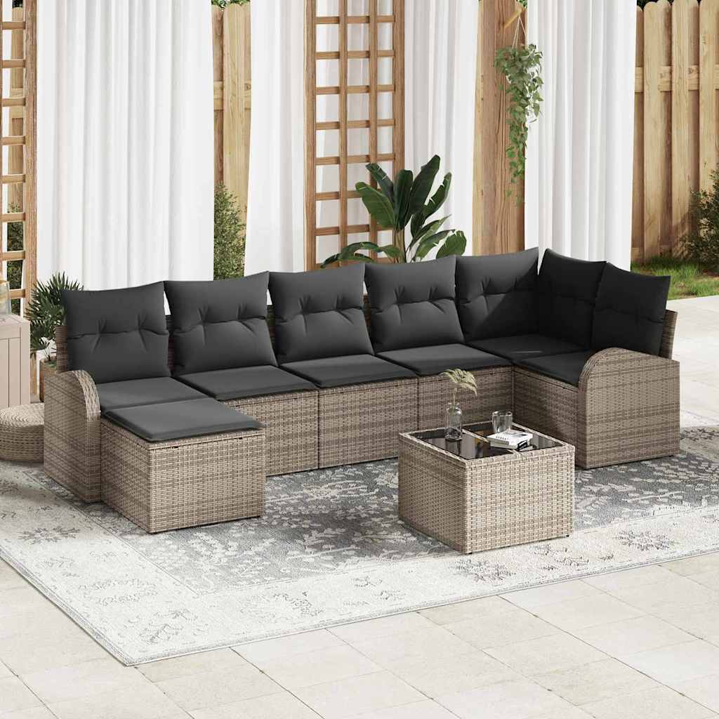 vidaXL Conjunto de Sofá de Jardim 7 pcs Preto Rattan Sintético
