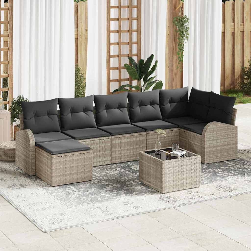 vidaXL Conjunto de Sofá de Jardim 7 pcs Preto Rattan Sintético