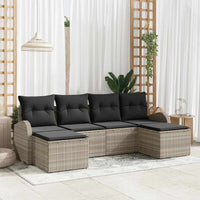 vidaXL Conjunto de Sofá de Jardim 6 pcs Preto Rattan de Polipropileno