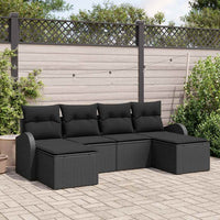 vidaXL Conjunto de Sofá de Jardim 6 pcs Preto Rattan de Polipropileno