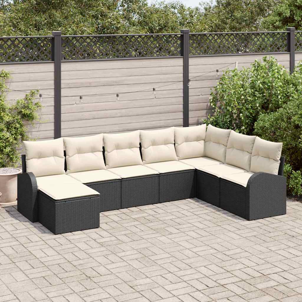 vidaXL Conjunto de Sofá de Jardim 8 pcs Preto Rattan Sintético