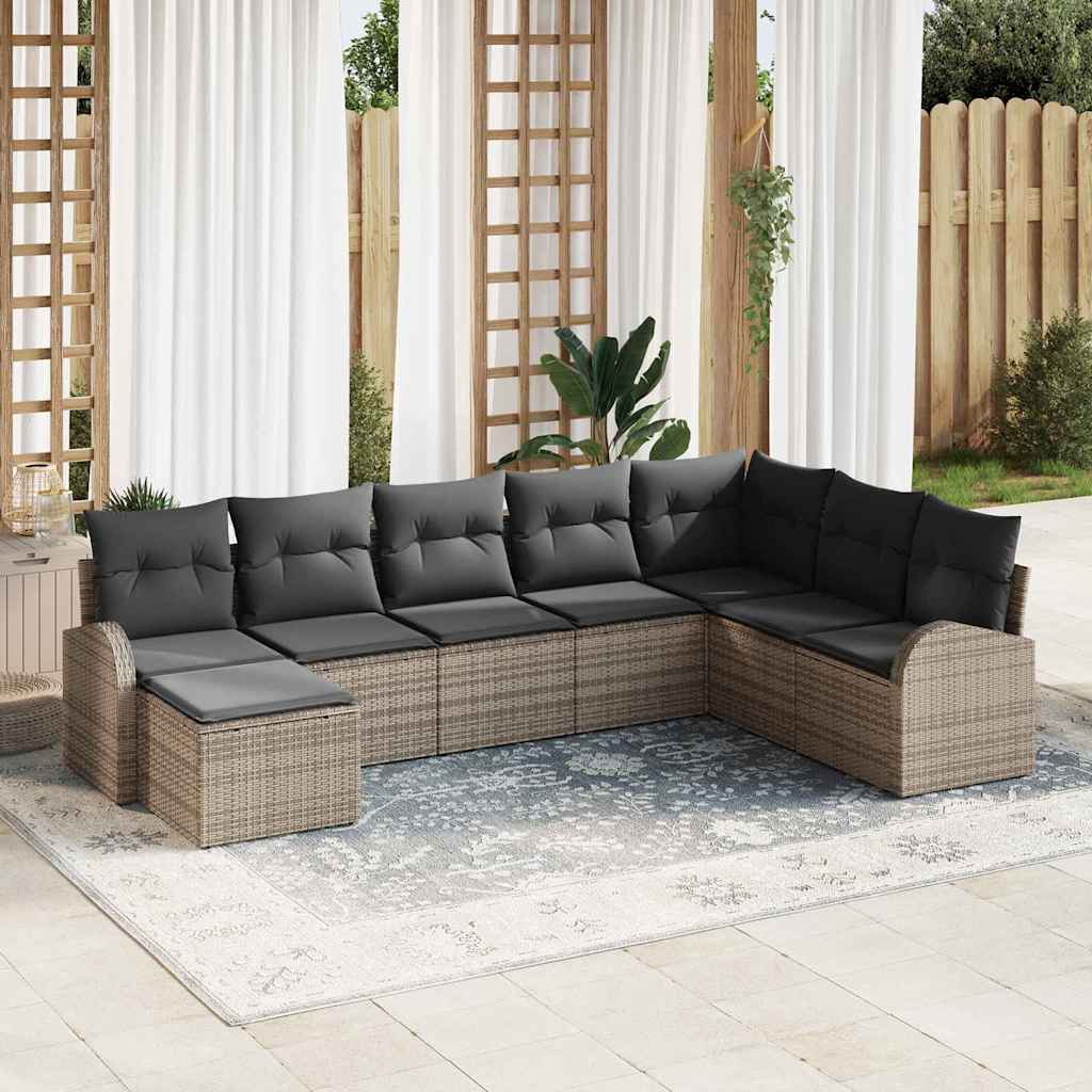 vidaXL Conjunto de Sofá de Jardim 8 pcs Preto Rattan Sintético