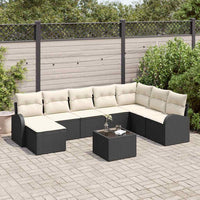 vidaXL Conjunto de Sofá de Jardim 8 pcs Preto Rattan Sintético
