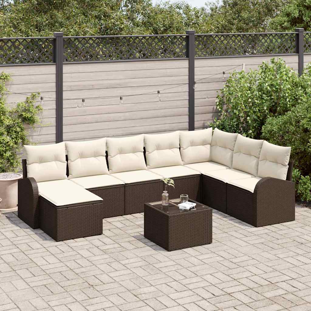 vidaXL Conjunto de Sofá de Jardim 8 pcs Preto Rattan Sintético