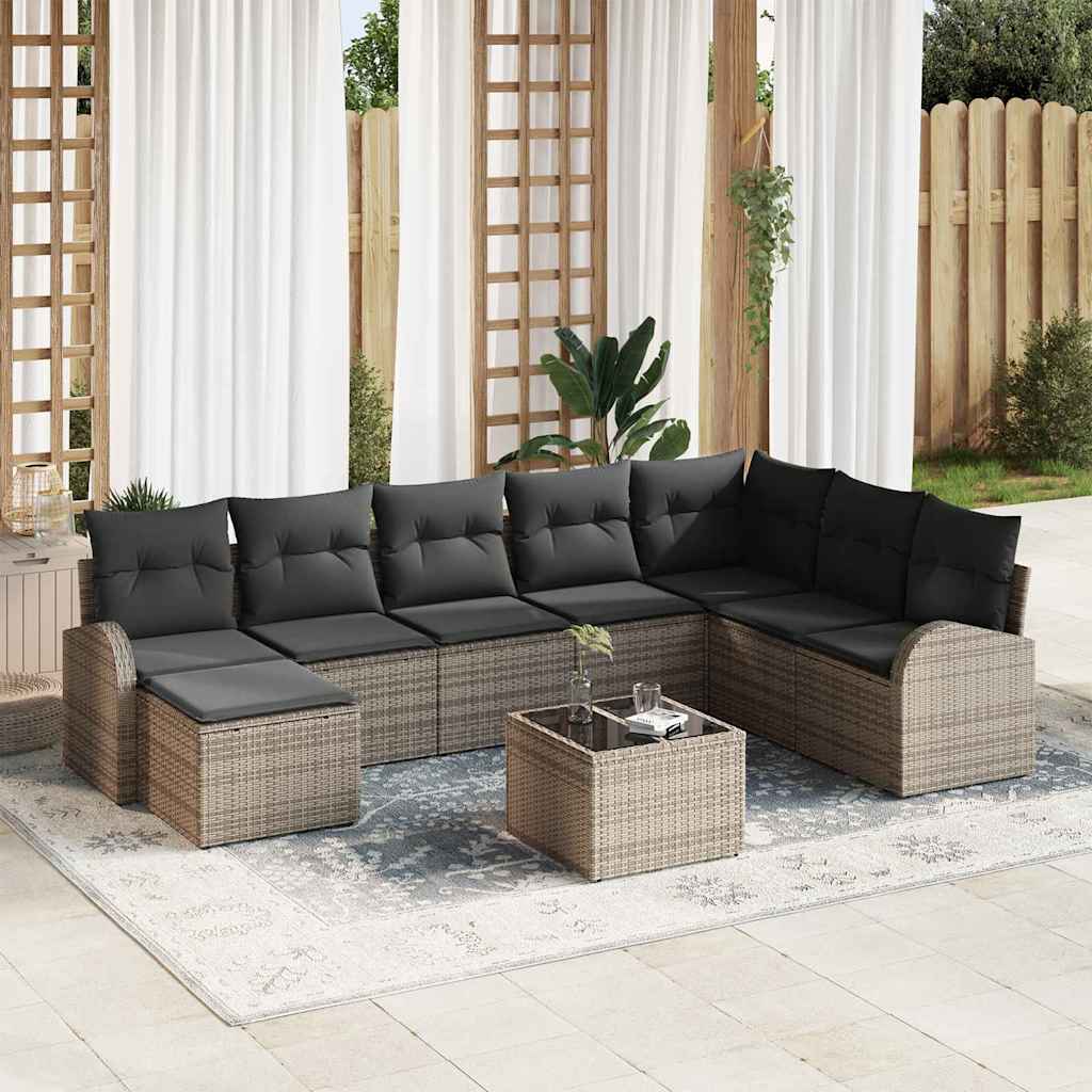 vidaXL Conjunto de Sofá de Jardim 8 pcs Preto Rattan Sintético