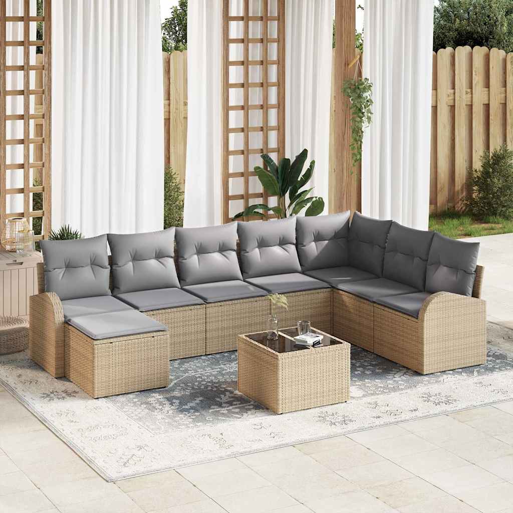 vidaXL Conjunto de Sofá de Jardim 8 pcs Preto Rattan Sintético