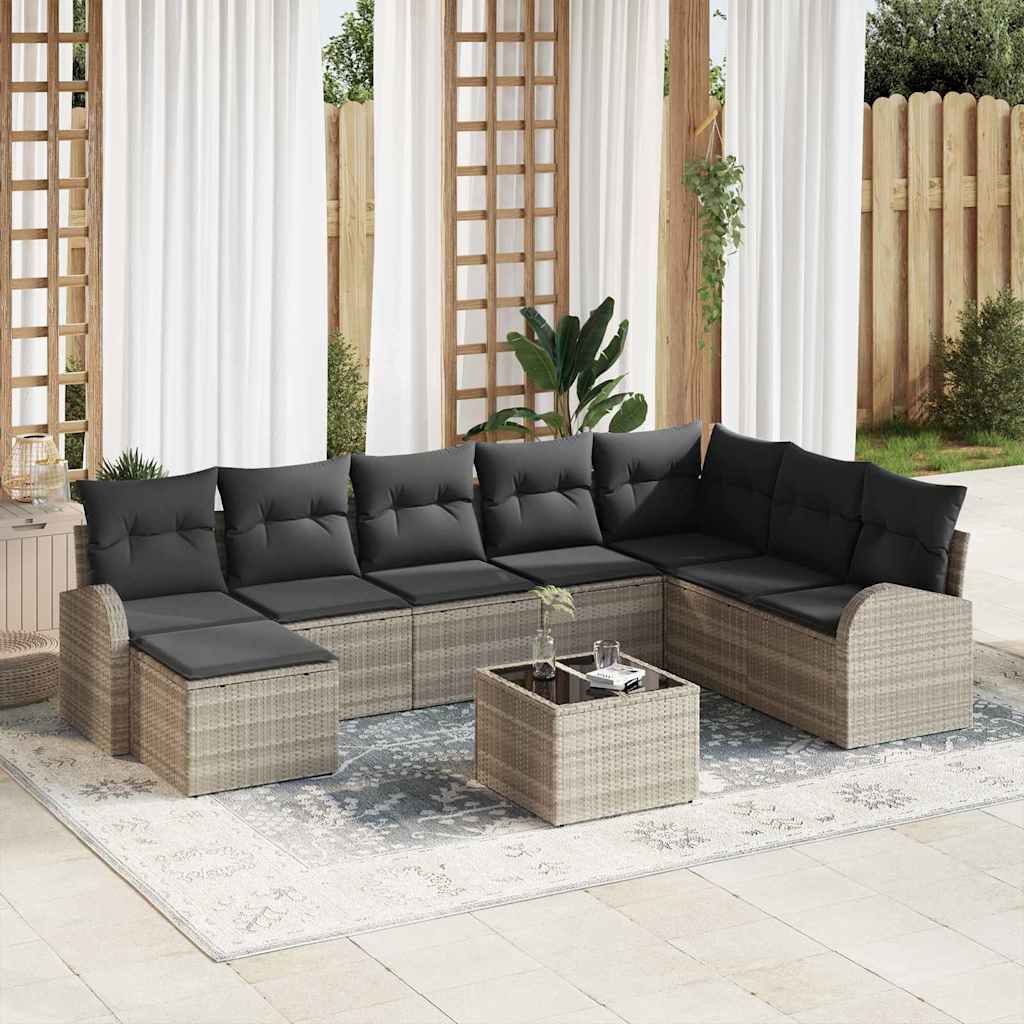 vidaXL Conjunto de Sofá de Jardim 8 pcs Preto Rattan Sintético