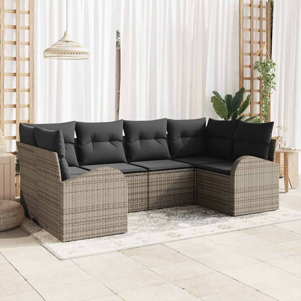 vidaXL Conjunto de Sofá de Jardim 6 pcs Preto Rattan de Polipropileno