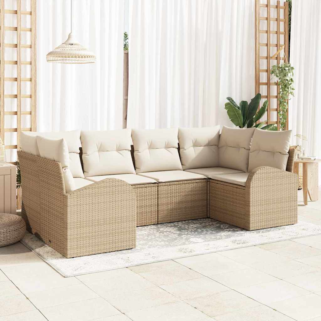 vidaXL Conjunto de Sofá de Jardim 6 pcs Preto Rattan de Polipropileno