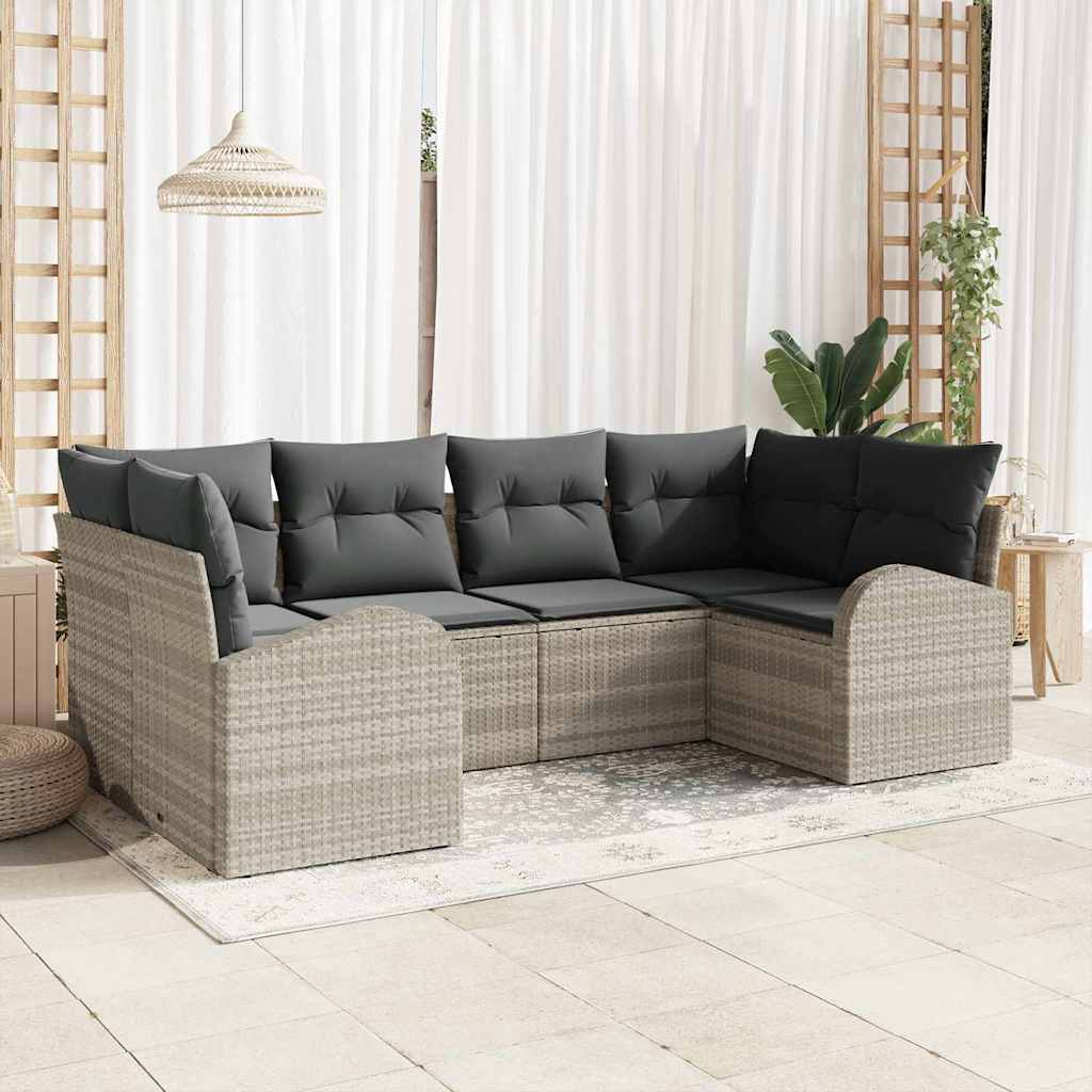vidaXL Conjunto de Sofá de Jardim 6 pcs Preto Rattan de Polipropileno