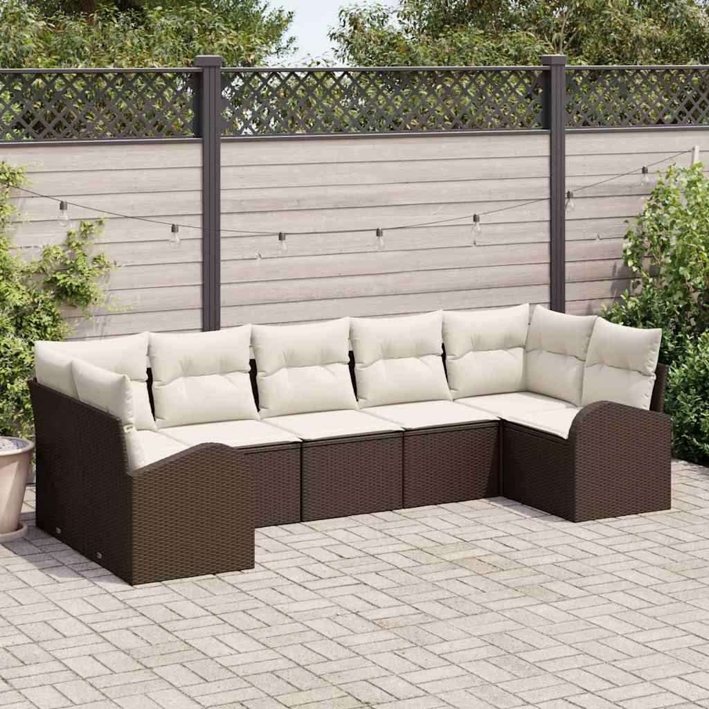 vidaXL Conjunto de Sofá de Jardim 7 pcs Preto Rattan de Polipropileno