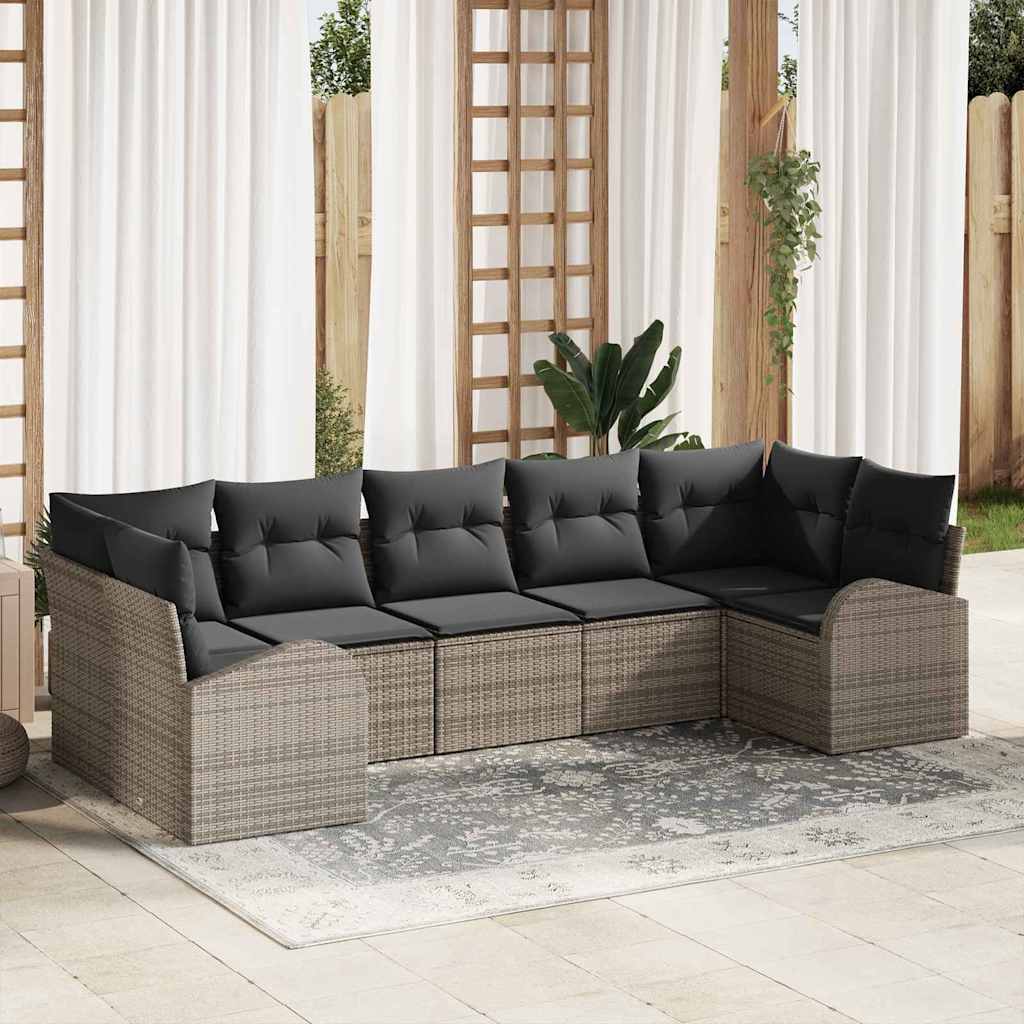 vidaXL Conjunto de Sofá de Jardim 7 pcs Preto Rattan de Polipropileno