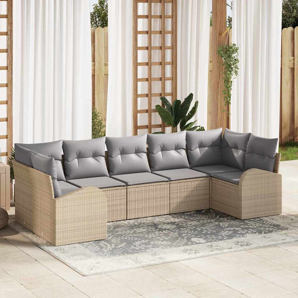 vidaXL Conjunto de Sofá de Jardim 7 pcs Preto Rattan de Polipropileno
