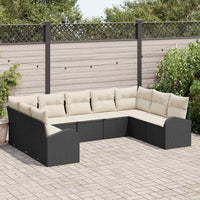 vidaXL Conjunto de Sofás 9 pcs Preto Rattan de Polipropileno