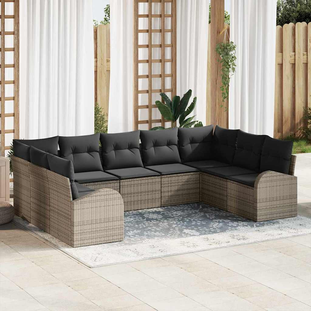 vidaXL Conjunto de Sofás 9 pcs Preto Rattan de Polipropileno