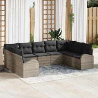 vidaXL Conjunto de Sofás 9 pcs Preto Rattan de Polipropileno