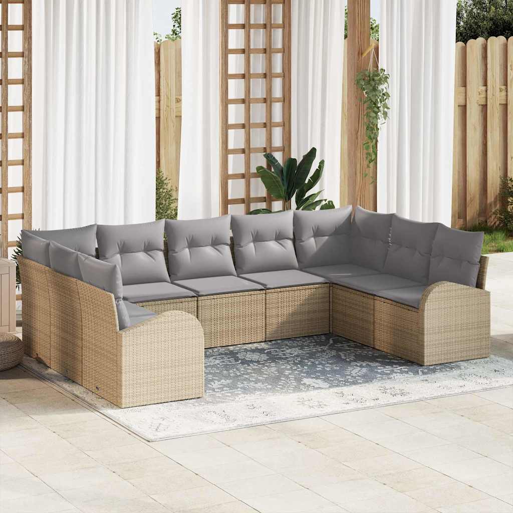 vidaXL Conjunto de Sofás 9 pcs Preto Rattan de Polipropileno