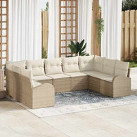 vidaXL Conjunto de Sofás 9 pcs Preto Rattan de Polipropileno