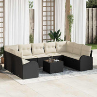 vidaXL Conjunto de Sofás 9 pcs Preto Rattan de Polipropileno