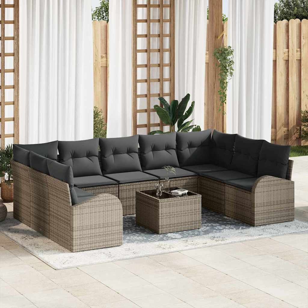 vidaXL Conjunto de Sofás 9 pcs Preto Rattan de Polipropileno