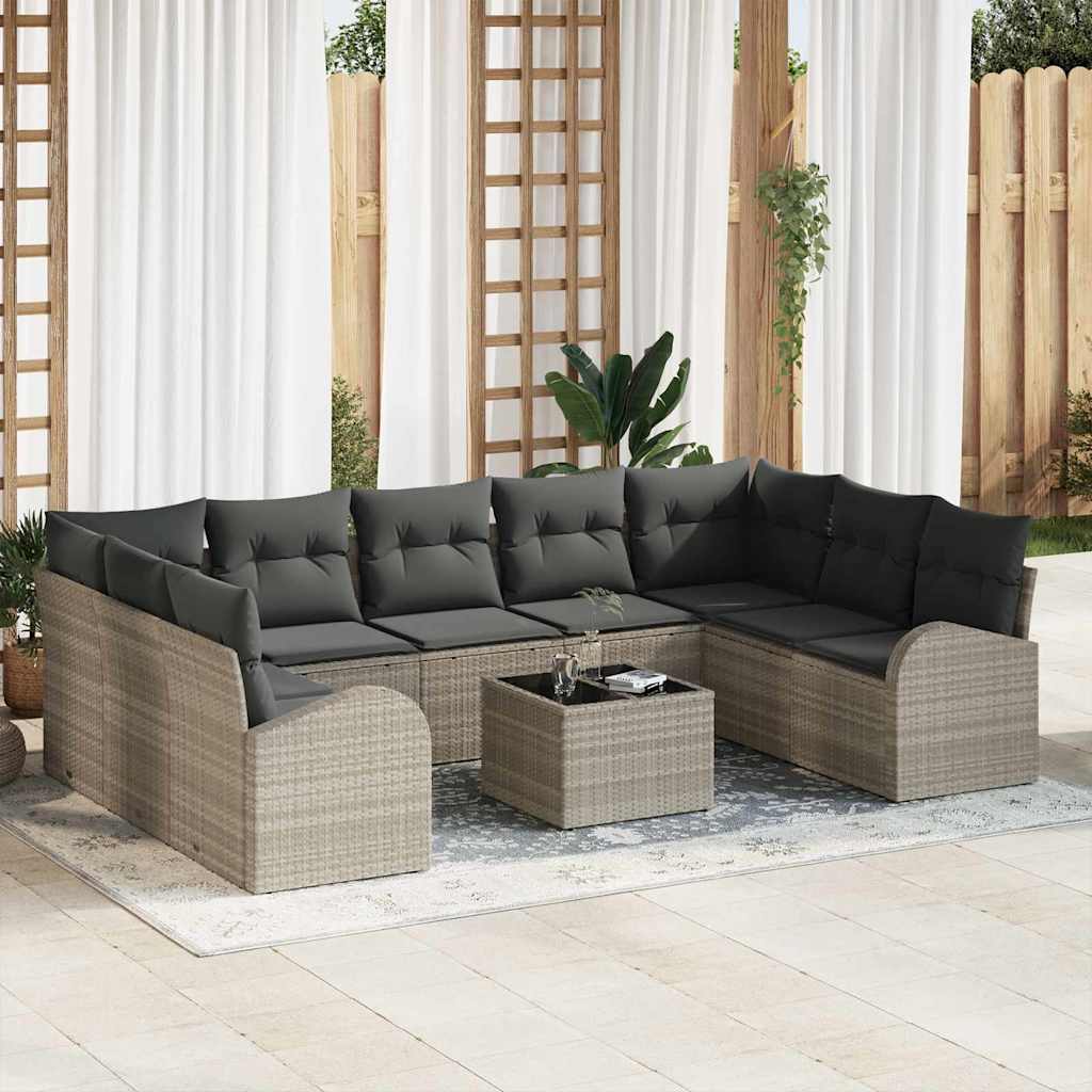 vidaXL Conjunto de Sofás 9 pcs Preto Rattan de Polipropileno