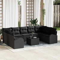 vidaXL Conjunto de Sofás 9 pcs Preto Rattan de Polipropileno