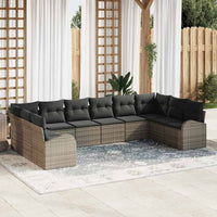 vidaXL Conjunto de Sofás com almofada 10 pcs Preto Polirattan
