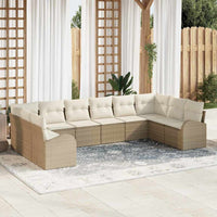 vidaXL Conjunto de Sofás com almofada 10 pcs Preto Polirattan